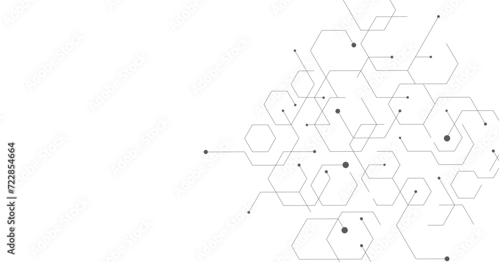 Poster Technology black hexagon diagram concept. High-tech hexagon geometric connection system.Vector abstract technology on a white background.	
