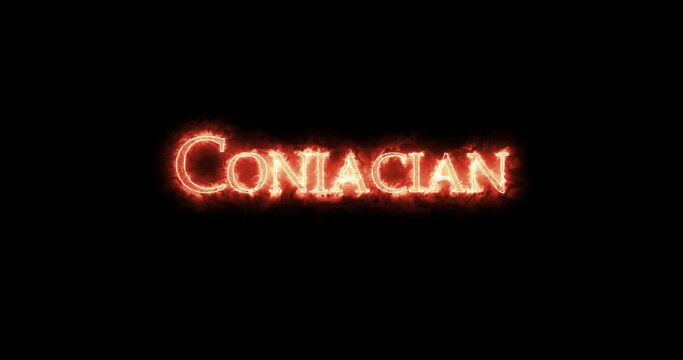 Coniacian, geologic period, written with fire. Loop