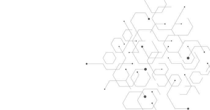 Technology black hexagon diagram concept. High-tech hexagon geometric connection system.Vector abstract technology on a white background.	
