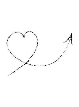 Vector heart with an arrow icon. romantic decoration illustration in doodle style and sketch in the technique, dotwork, tattoo, sticker for design and decoration, black dots on a white background