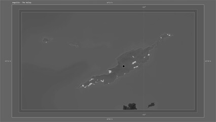 Anguilla composition. Grayscale elevation map - obrazy, fototapety, plakaty