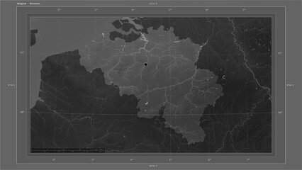 Belgium composition. Grayscale elevation map