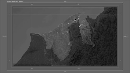 Brunei composition. Grayscale elevation map © zelwanka