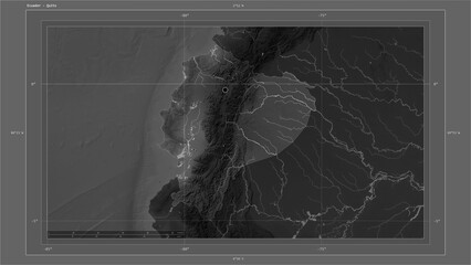 Ecuador composition. Grayscale elevation map