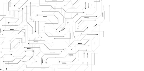 Vectors Abstract technology circuit diagram on white background. High tech circuit board connection system.