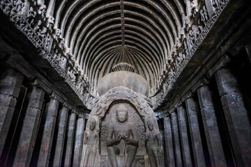 Ellora Caves are a rock-cut cave complex located in the Aurangabad District of Maharashtra, India. - 722856892