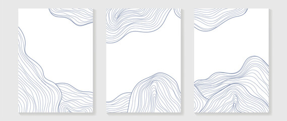 Abstract line art background vector. Minimalist modern contour drawing with wavy, curve on white color. Contemporary art design illustration for wallpaper, wall decor, card, poster, cover, print.