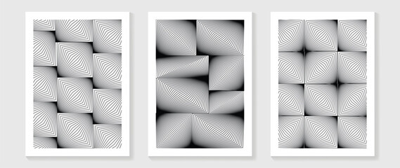 Abstract line art background vector. Minimalist modern contour drawing with black line on white color. Contemporary art design illustration for wallpaper, wall decor, card, poster, cover, print.