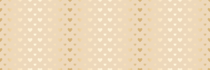 Seamless vector golden heart pattern. Valentine's day luxury background texture. Gold heart polka dot glitter foil wallpaper. Expensive shiny glam confetti surface pattern. Mom love seamless backdrop