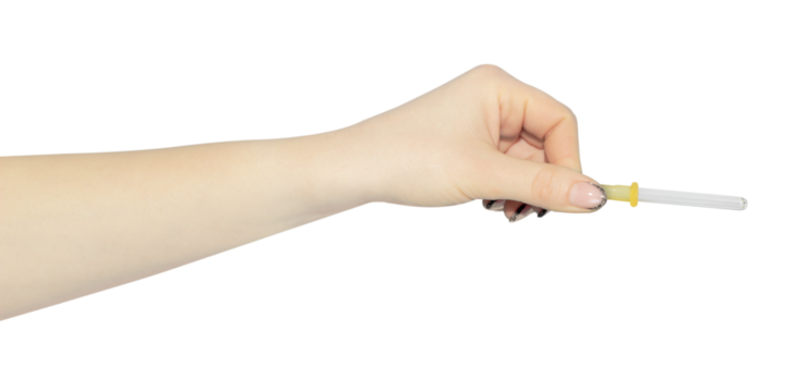 pipette in hand, outstretched hand with medical nose pipette isolated from background - Powered by Adobe