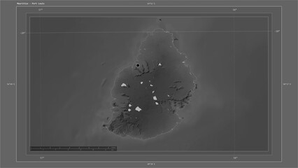Mauritius composition. Grayscale elevation map © zelwanka