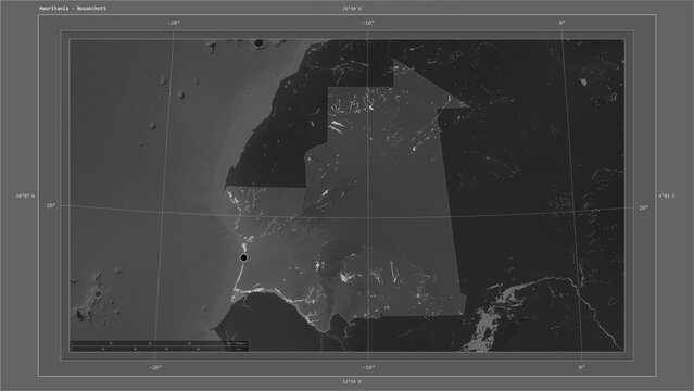 Mauritania composition. Grayscale elevation map