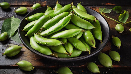 Fresh Green Broad Beans - obrazy, fototapety, plakaty