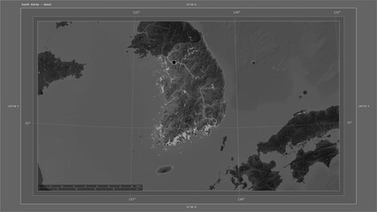 South Korea composition. Grayscale elevation map © zelwanka