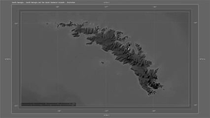 South Georgia - South Georgia and the South Sandwich Islands composition. Grayscale elevation map © zelwanka
