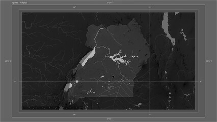 Uganda composition. Grayscale elevation map © zelwanka