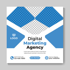 Corporate digital marketing agency social media post design square web banner template