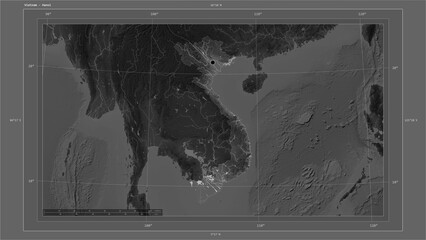 Vietnam composition. Grayscale elevation map