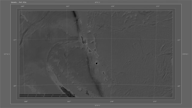Vanuatu composition. Grayscale elevation map