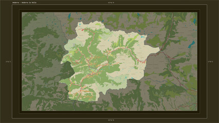 Andorra composition. OSM Topographic Humanitarian style map