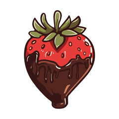 Fresh chocolate-covered strawberry isolated on white background. Vector illustration for any design. - 722859281