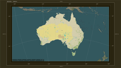 Australia composition. OSM Topographic Humanitarian style map