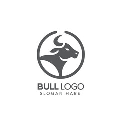 Minimalist Bull Logo Design With Negative Space Crescent Moon