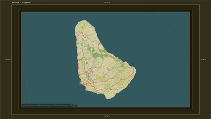 Barbados composition. OSM Topographic Humanitarian style map
