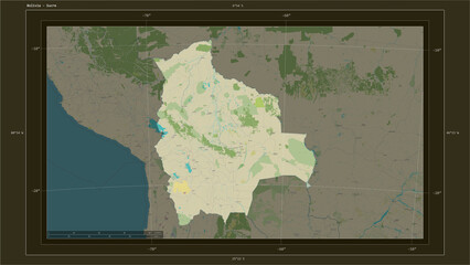 Bolivia composition. OSM Topographic Humanitarian style map