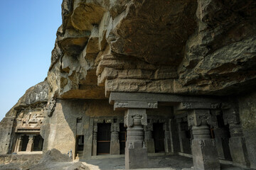 Ellora Caves are a rock-cut cave complex located in the Aurangabad District of Maharashtra, India. - 722860615