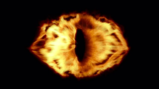 Fire eye on black background with alpha channel 