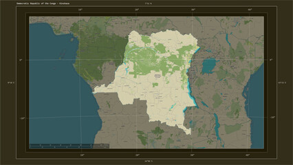 Democratic Republic of the Congo composition. OSM Topographic Humanitarian style map