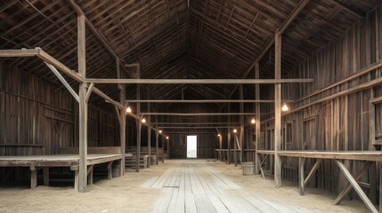 Barn with wooden walls and floor.