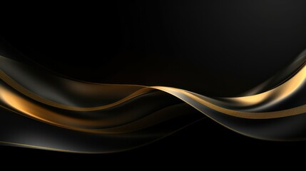 Fototapeta premium golden waves with black abstract background