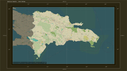 Dominican Republic composition. OSM Topographic Humanitarian style map