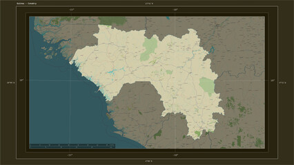 Guinea composition. OSM Topographic Humanitarian style map