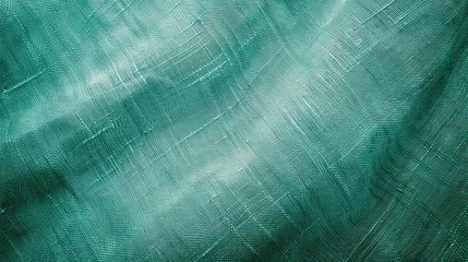 Fotobehang seafoam green, sage green, turqoise green abstract vintage background for design. Fabric cloth canvas texture. Color gradient, ombre. Rough, grain. Matte, shimmer  © ASA Creative