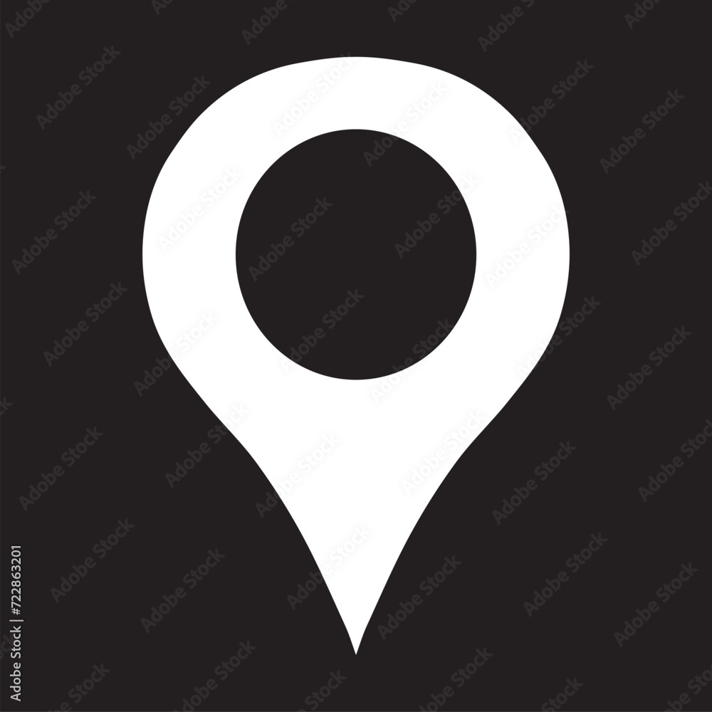 Poster location icon vector. pin icon logo design. pointer symbol isolated on black background