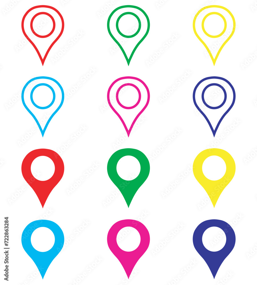 Poster location icon vector. pin sign symbol in trendy flat style. set elements in colored icons. pointer v