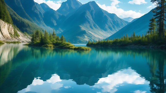 Natures beauty reflected in tranquil mountain waters without anything else
