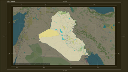 Iraq composition. OSM Topographic Humanitarian style map