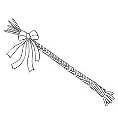Pomlazka - Czech traditional Easter wicker whip with ribbons, vector spring symbol sketch
