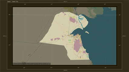 Kuwait composition. OSM Topographic Humanitarian style map