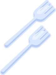 PVC nylon set of disposable forks separation. Recycling of plastic production and packaging waste. Element for infographics design. Simple cartoon flat vector isolated on white background