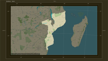 Mozambique composition. OSM Topographic Humanitarian style map
