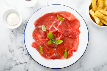 Traditional homemade beef carpaccio