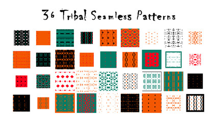 Set of 36 tribal seamless patterns