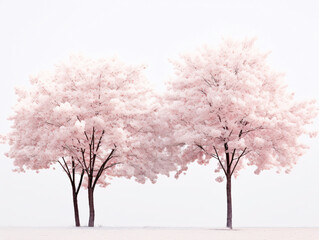 a group of trees with pink flowers