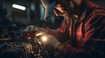 The mechanic works diligently in the garage, emphasizing the importance of regular vehicle maintenance.