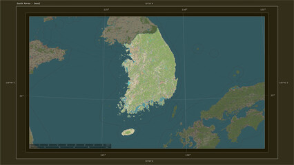 South Korea composition. OSM Topographic Humanitarian style map